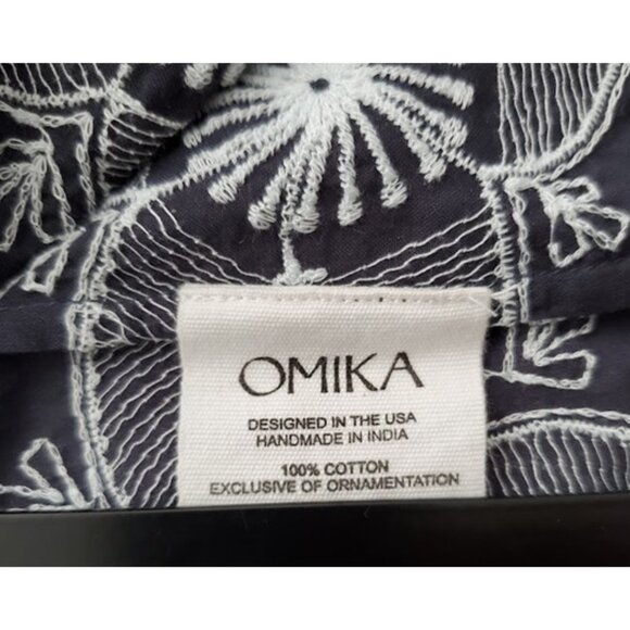 Omika Rosalita Midi Tiered Gray Sleeveless V-Neck Embroidered Print Dress Size L - Picture 9 of 10
